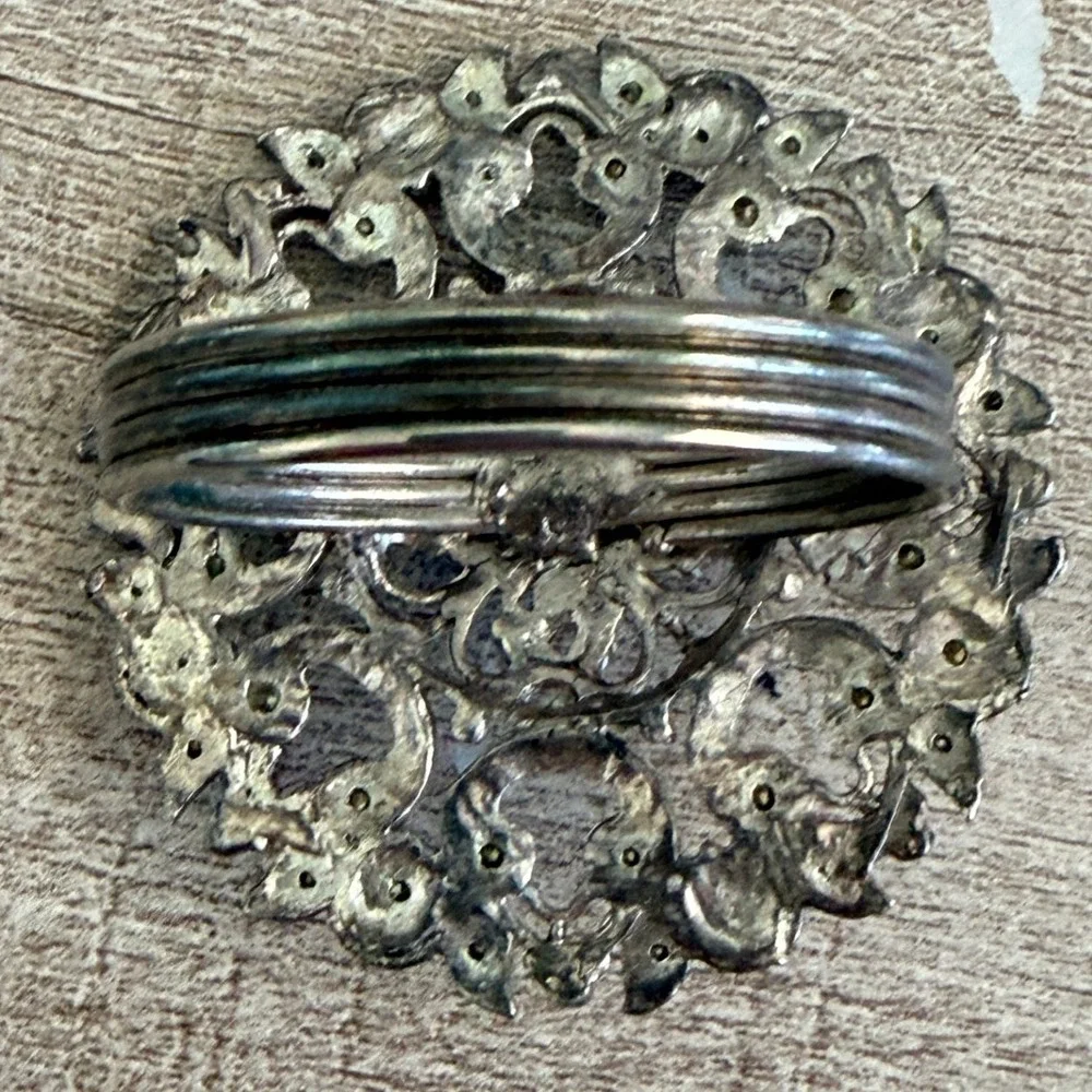 Vintage Filigree Rhinestone Napkin Rings Set of 2 Silver Tone Round Table Decor